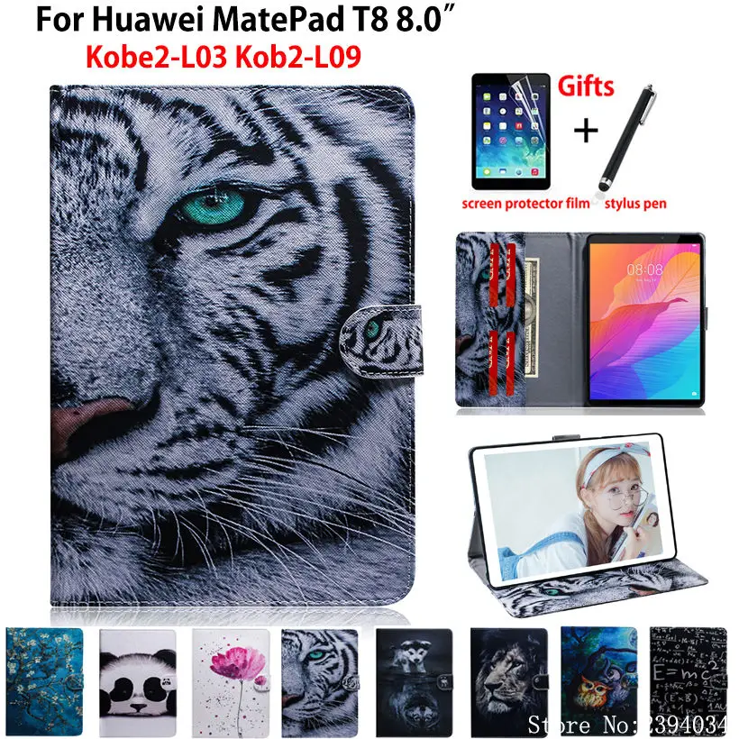 Чехол С Рисунком Тигра для Huawei MatePad T8 8 0 Обложка флип-чехол планшета с подставкой