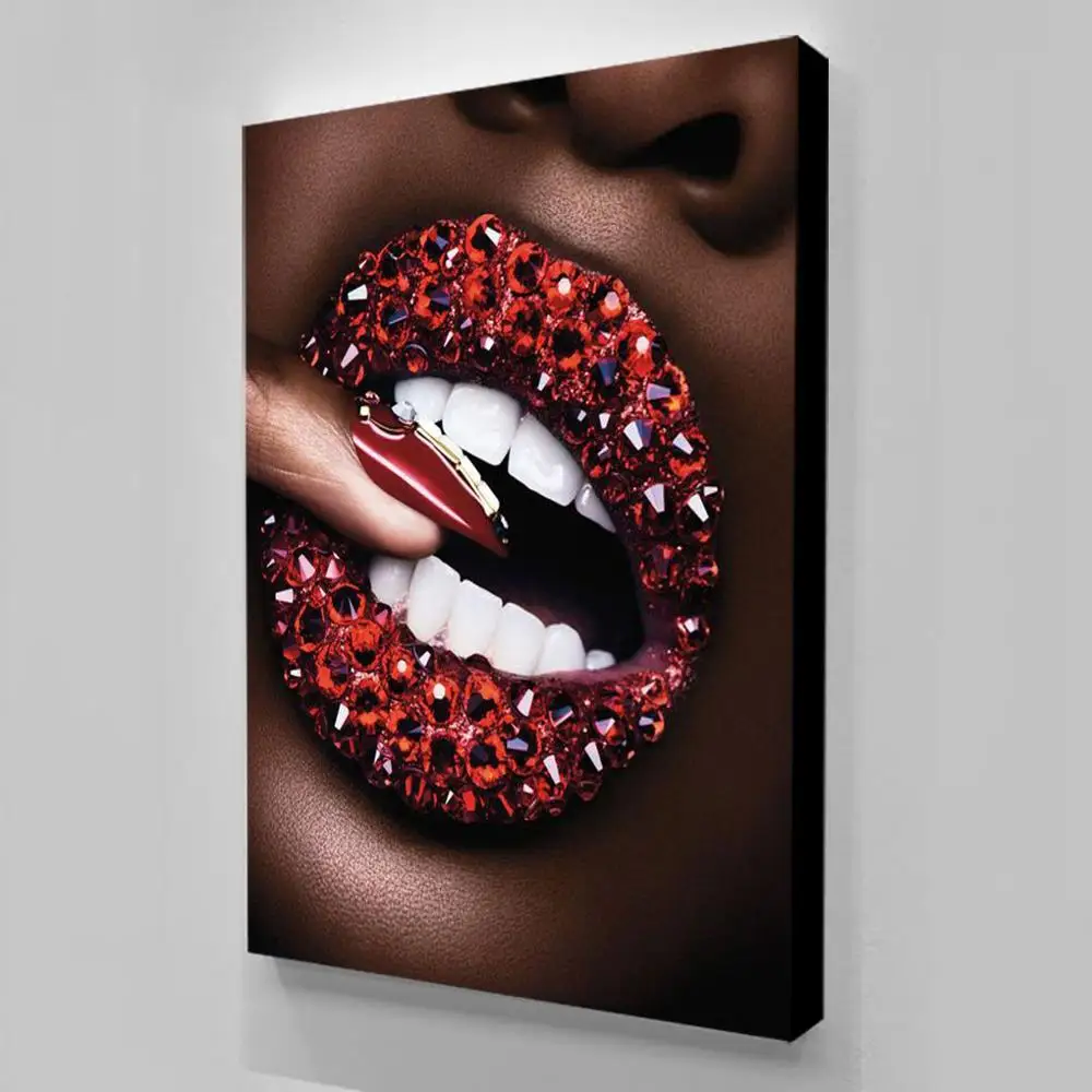 Модульный плакат очаровательные красные губы современный HD Печатный Алмазный