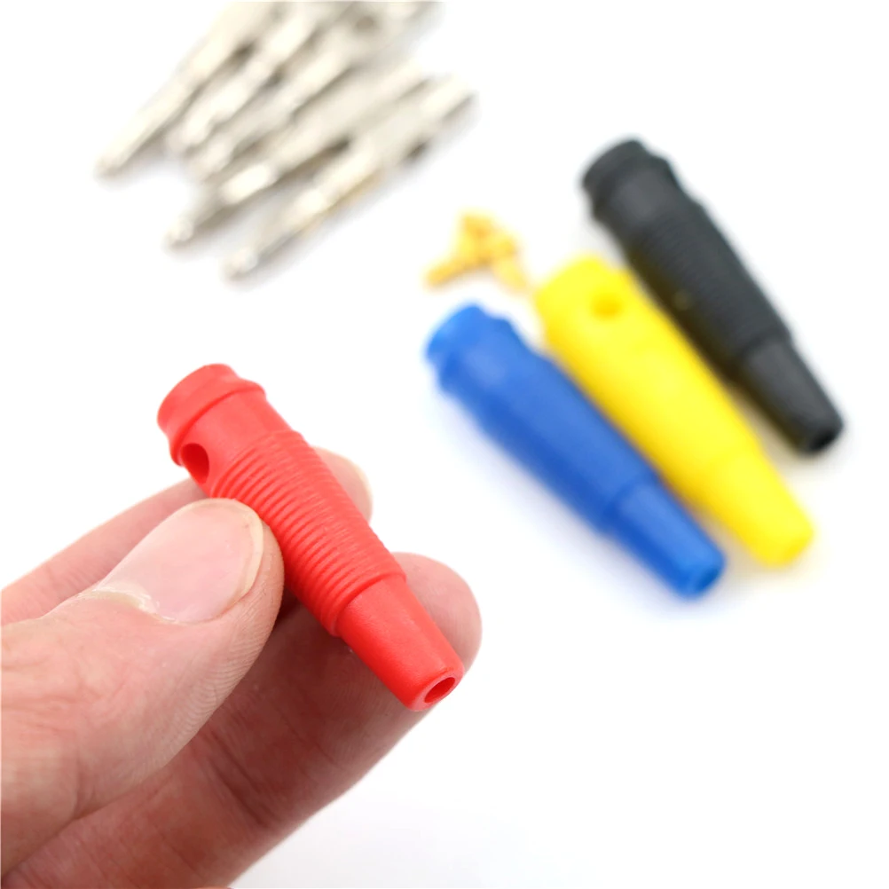 

5Pcs 4mm Soft PVC insulator +Nickel Plated brass Male High Current Screw Solderless Stackable Banana Plug Connector