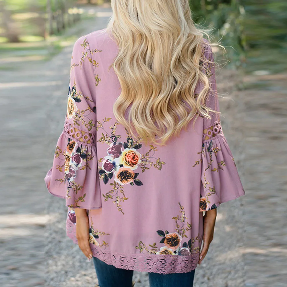 2019 осенний длинный свитер повседневный женский джемпер с цветочным узором