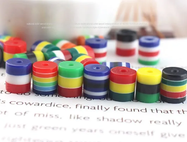 

1000pcs/lot 8*9mm cylinder Diy Rainbow color resin Flag Striped Spacer Loose Beads For Jewelry Making bracelet df4d