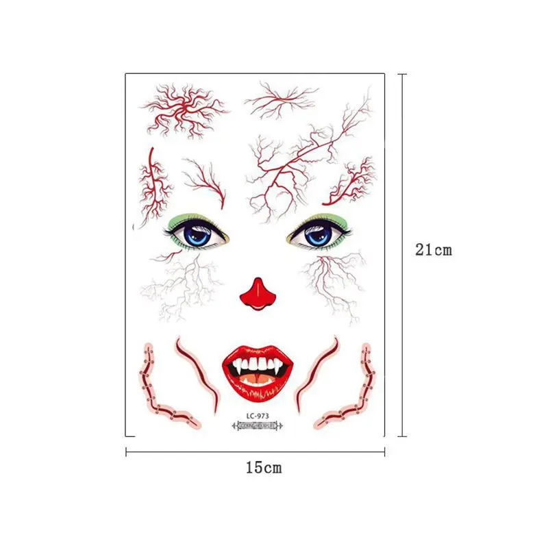 Наклейка на лицо специальный водостойкий макияж татуировка День мертвых черепов