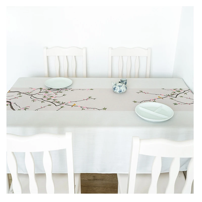 2019 имитация льна водонепроницаемый китайский классический цветок и скатерть с