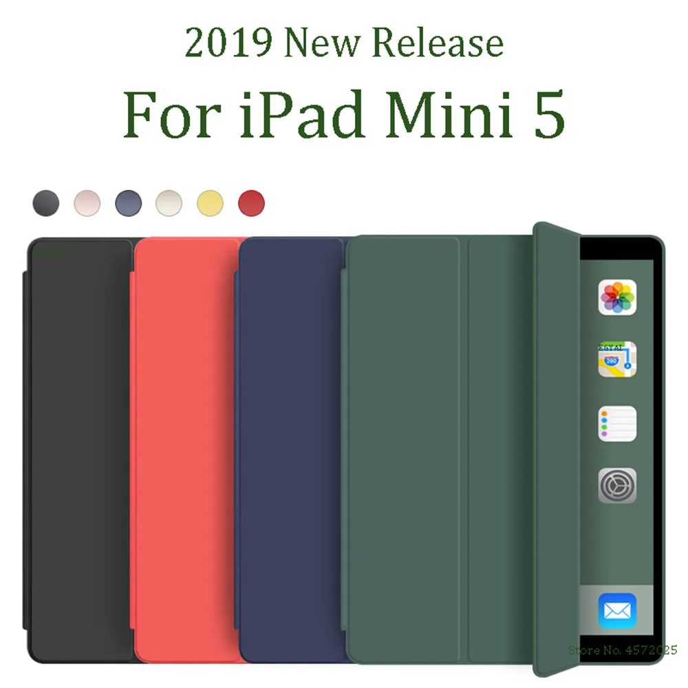 Чехол для iPad Mini 5, чехол-книжка из искусственной кожи, трехслойный чехол-подставка с функцией автоматического сна/пробуждения, умный чехол для iPad, A2133, A2124, A2125, A2126