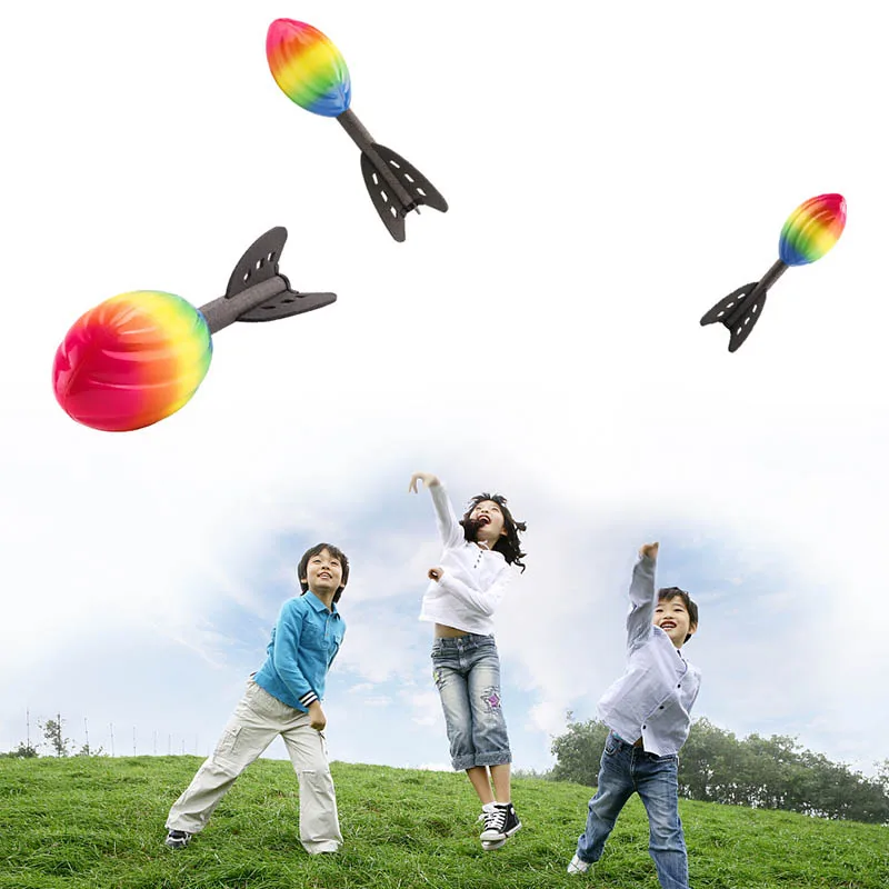 

Foam Hand Throwing Rocket Toys Parent-child Outdoor Game Toy for Children Outdoor chase game boys girls Rainbow Darts