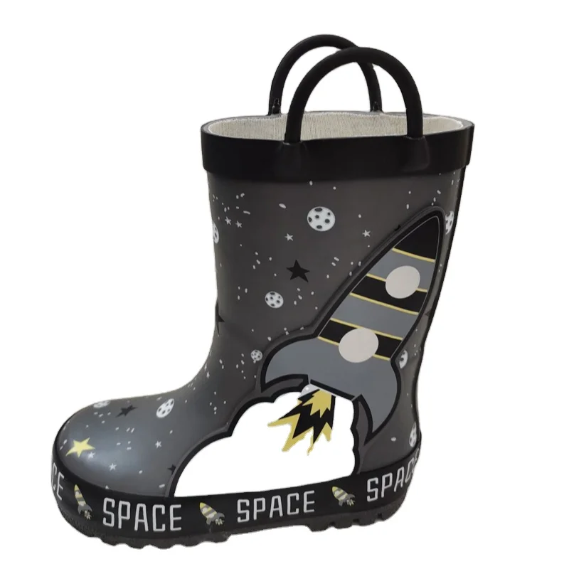 

Cheap wholesale price outdoor waterproof full printed pull up rubber customized kids fashion galoshes