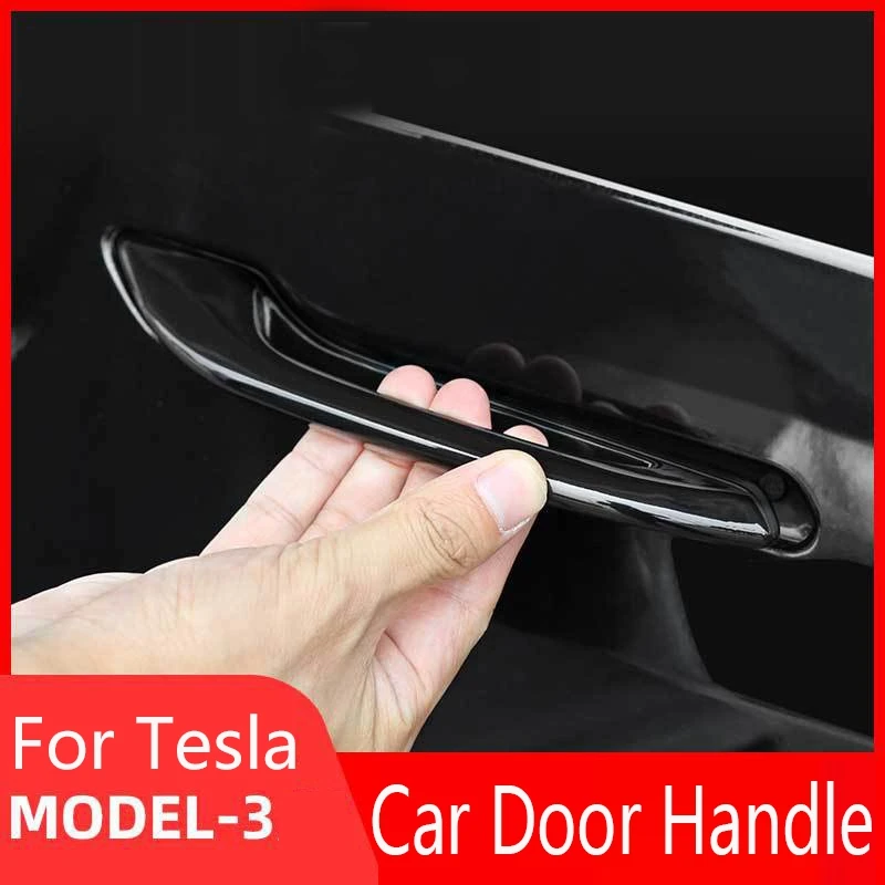

4PCS Car Door Handle Wrap Cover ABS Protector Sticker Anti-Scratch Accessories for Tesla Model 3 2020-2021