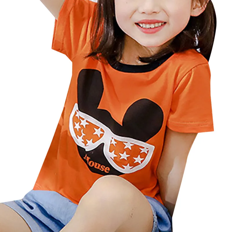 

Animal Printed Kid Short Sleeve Shirts Boys Girls Crew Neck Casual Tops
