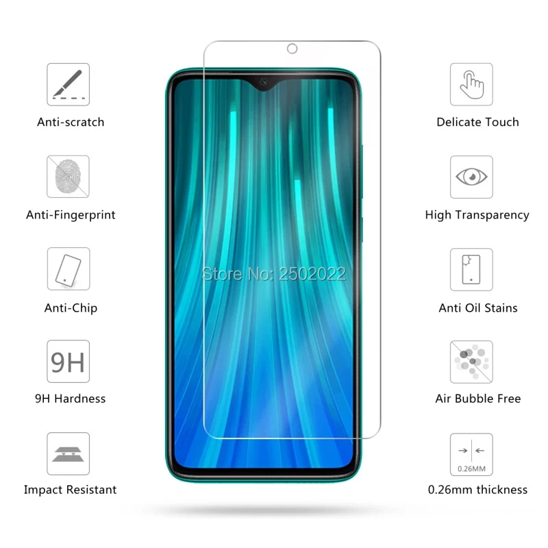 

5PCS/Lot Tempered Glass For Xiaomi Redmi Note 8 / Note 8 Pro Screen Protector 9H Tempered Glass For Redmi Note 8 Protective Film