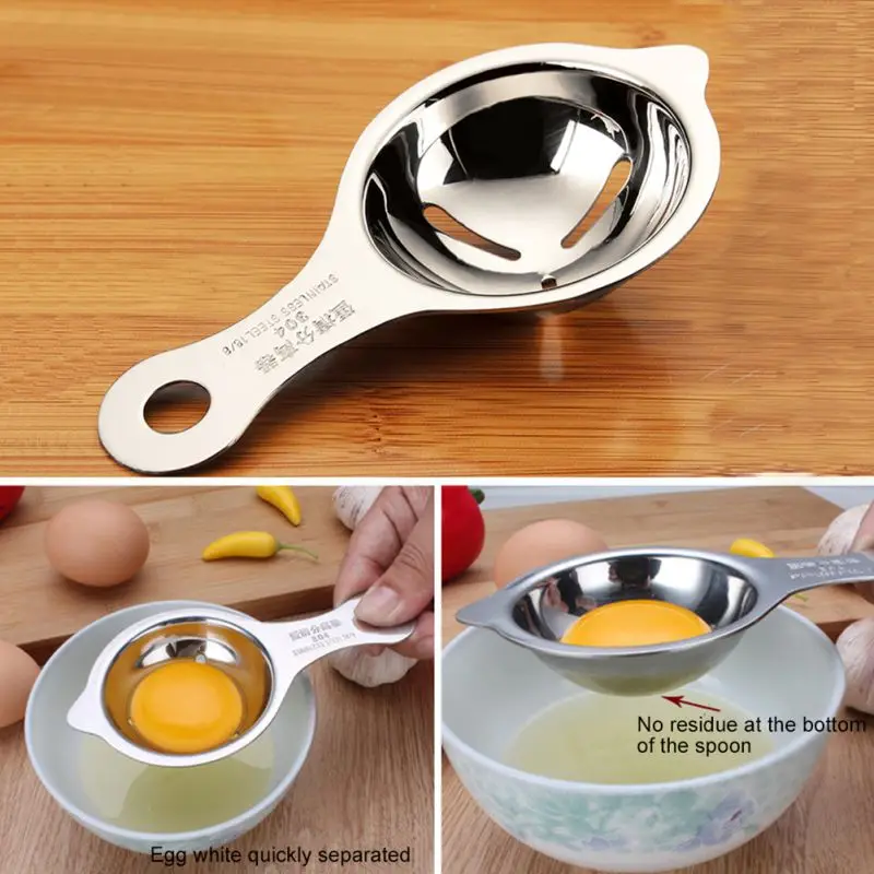 

Egg Separator Home Kitchen White Yolk Sifting Chef Dining Cooking Gadget Stainless Steel For Household Kitchen Egg Tools