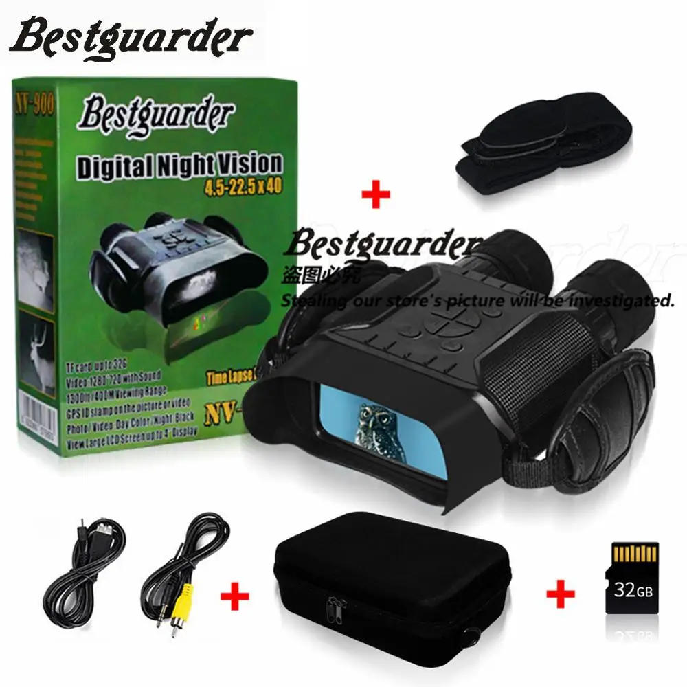 

Night Vision Binoculars 32G Time Lapse Hunting Monocular HD IR Camera 400M Big Screen 5x Zoom IPX4 Infrared Telescope Binoculars
