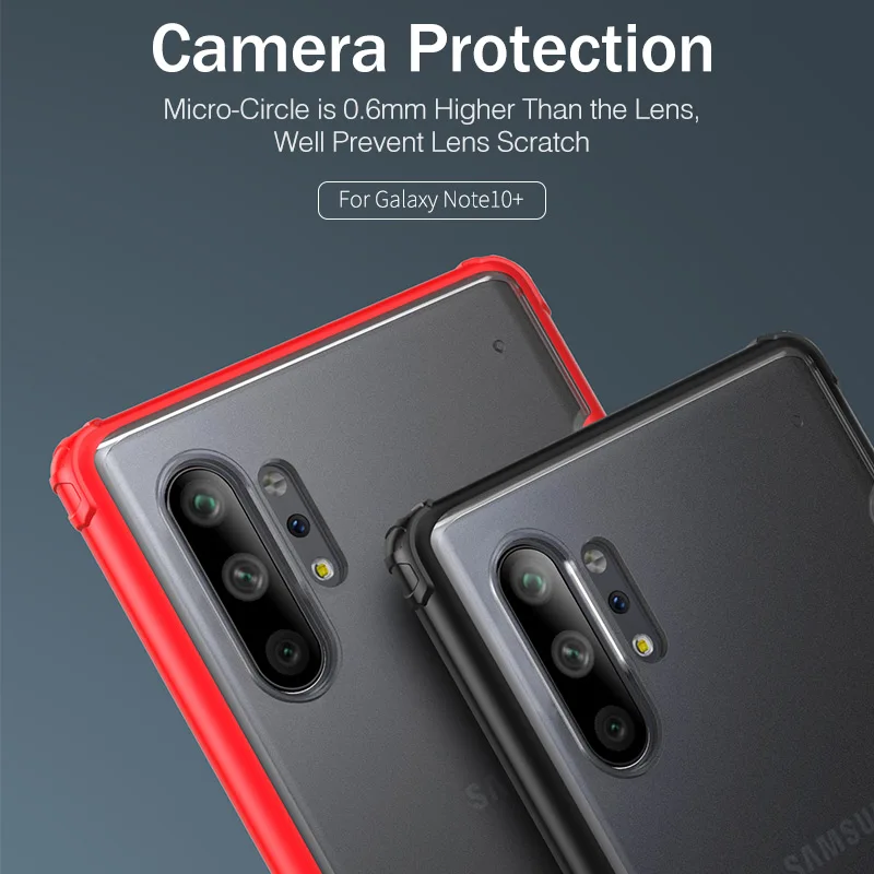 YKZ TPU Shockproof Case for Samsung Galaxy S10 Plus S10e PC Translucent Matte Phone Cases Note 10 10Pro Back Cover | Мобильные