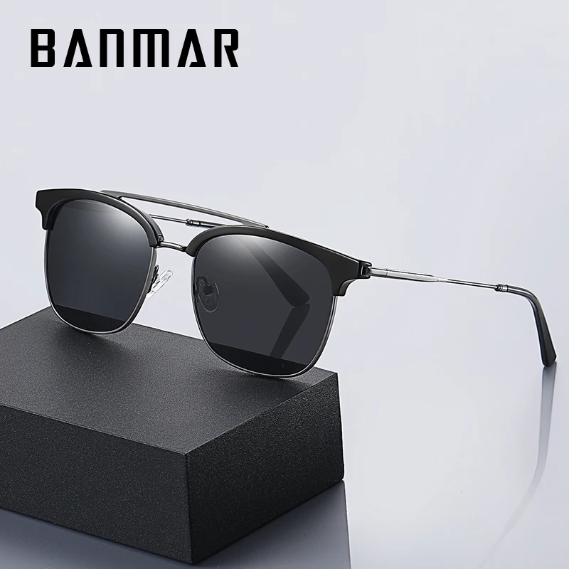 

BANMAR Men Vintage Polarized Sunglasses Alloy Men's Sun Glasses Brand Male Coating Mirror Driving Eyewear UV400