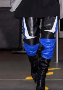 

Hot Woman Sexy Black Red White Patchwork Over The Knee Boots Pointed Toe Thin Heels Motorcycle Thigh Leather Boots Big Size 45