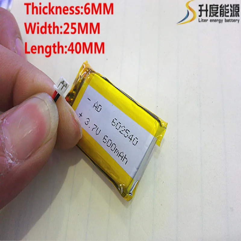 ZHR 2P 1 25 10 шт. 3 7 в 600 мАч 602540 литий полимерный LiPo аккумуляторная батарея для Mp4 Mp5 DIY PAD