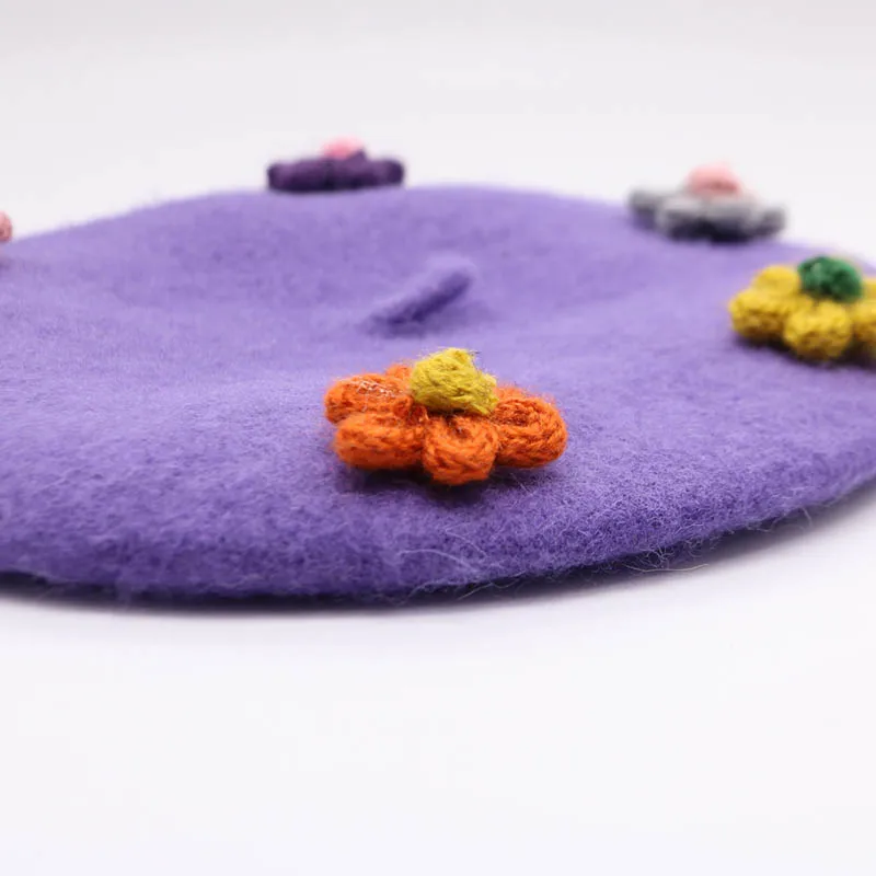 

Autumn Baby Girls Woolen Beret Hat Winter 6 petals Elegance Berets Caps Children for Party DIY