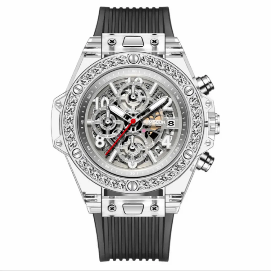 Роскошные мужские s наручные часы прозрачные Кварцевые Водонепроницаемые