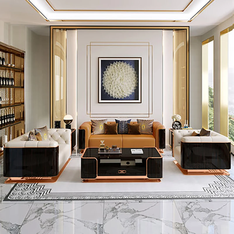 Постмодернистская Минималистичная светильник роскошная вилла кожаный диван