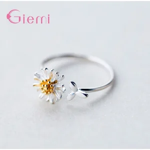 Корейский Новый Дизайн 925 стерлингового серебра ромашки цветок кольца для женщин регулируемое свадебное кольцо Модные ювелирные изделия подарок на день рождения