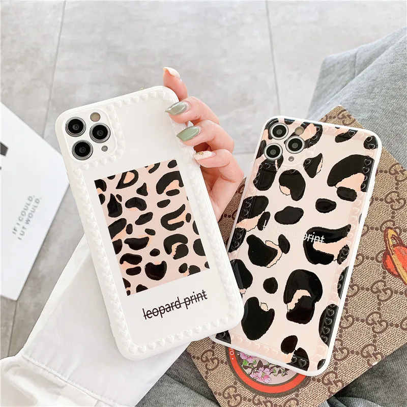 

INS Korea Leopard Print Photo frame Phone Case For iphone 7 8 Plus X XS XR MAX 11 Pro SE2020 soft IMD Silicon back cover capa