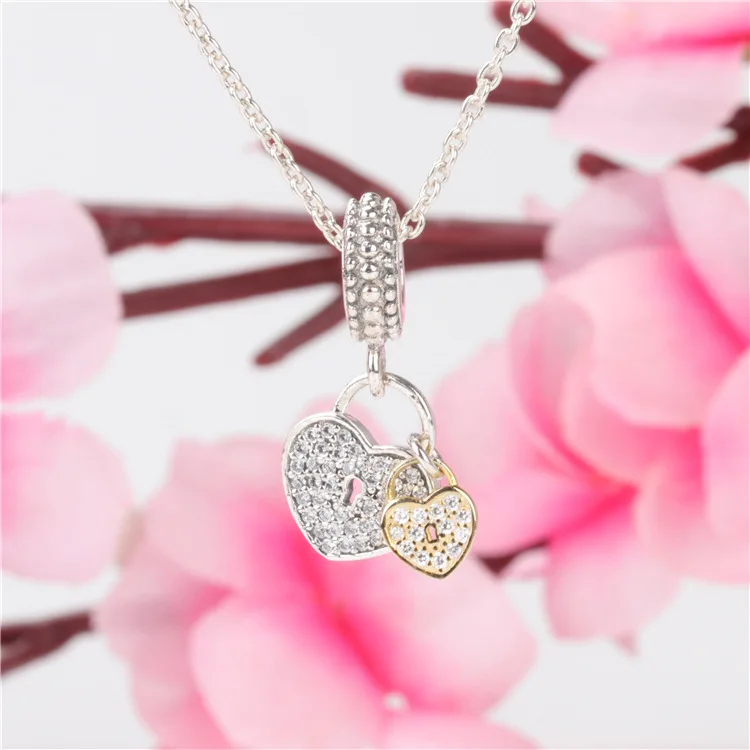 

Bewill S925 Sterling Silver Creative Love Lock Pendant Heart-shaped Beads Fit Original Charms Necklace