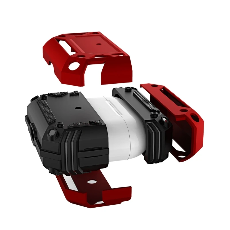 

For A-pple Pods Pro Protective Case Charging Box Shockproof Case Cover, Rugged Shell Hard Shield Design with Keychain
