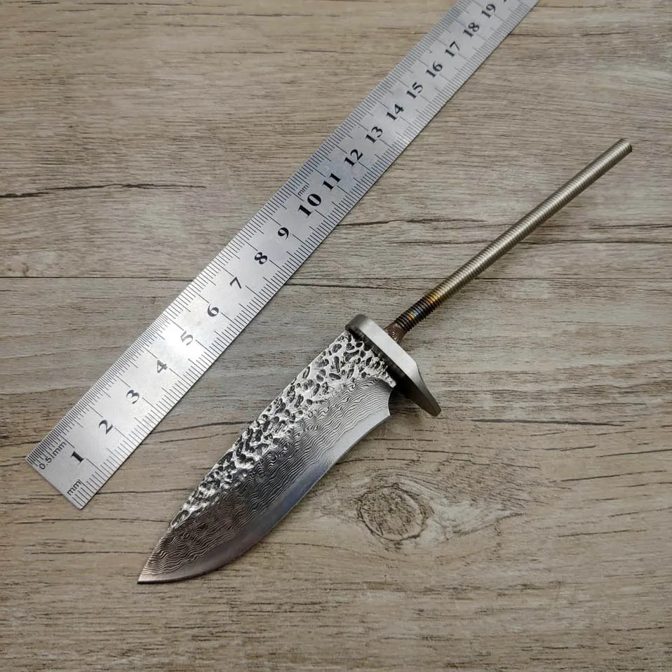 X-03DP DIY VG10 Дамасская сталь ковка шаблон стальной прямой нож с фиксированным лезвием заготовка diy полуфабрикат нож заготовки стали - Цвет: X-03DP