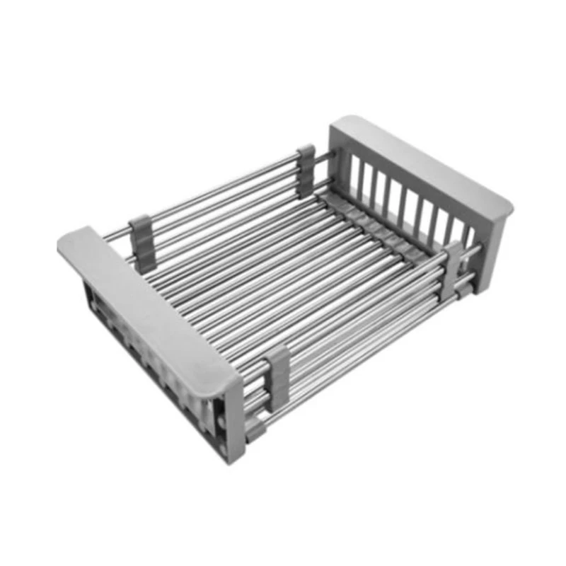 

Stainless Steel Expandable Dish Drying Rack Telescopic Sink Drainer Basket Tool