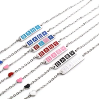 cute enamel hearts stainless steel link cable chain bracelets valentines day message love chains bracelet for women jewelry