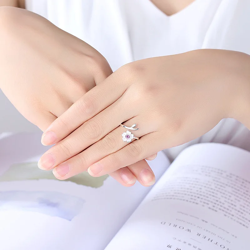 Женское кольцо с цветком вишни JIANERY серебристого цвета в богемном стиле