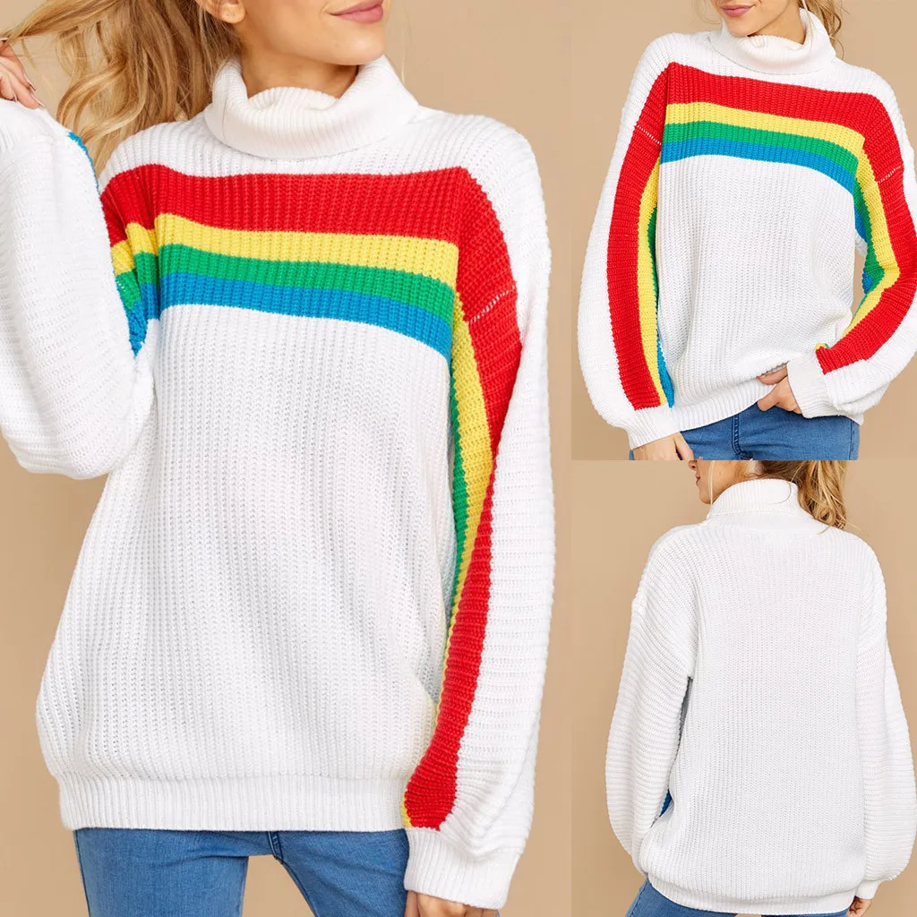 Женские свитера Модный осенне-зимний женский вязаный свитер с длинным рукавом в