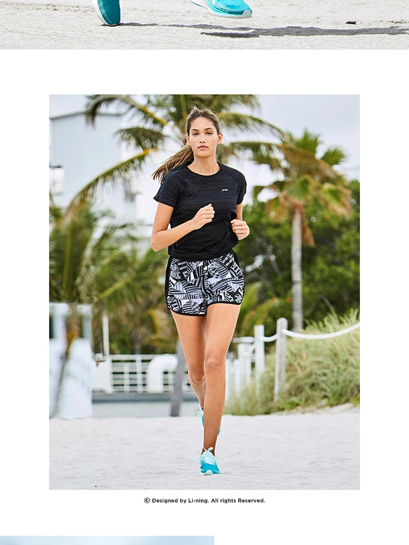 Li-Ning женские тренировочные спортивные шорты 86% полиэстер 14% спандекс дышащие удобные спортивные шорты с подкладкой AKSP036 WKD614