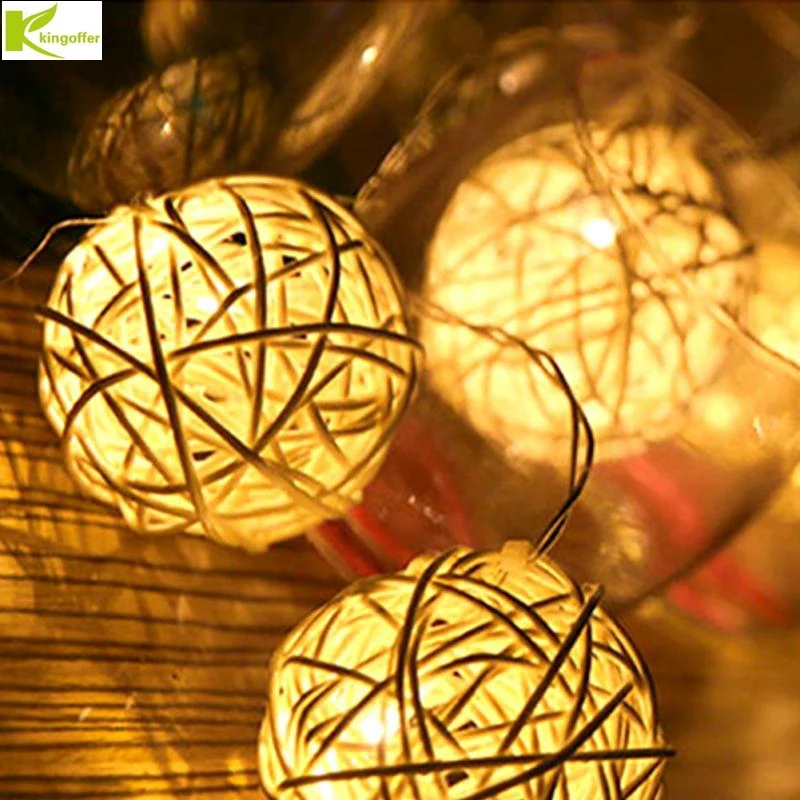 4 м 20 светодиодная гирлянда из ротанга с шариком Рождественская для сада свадьбы