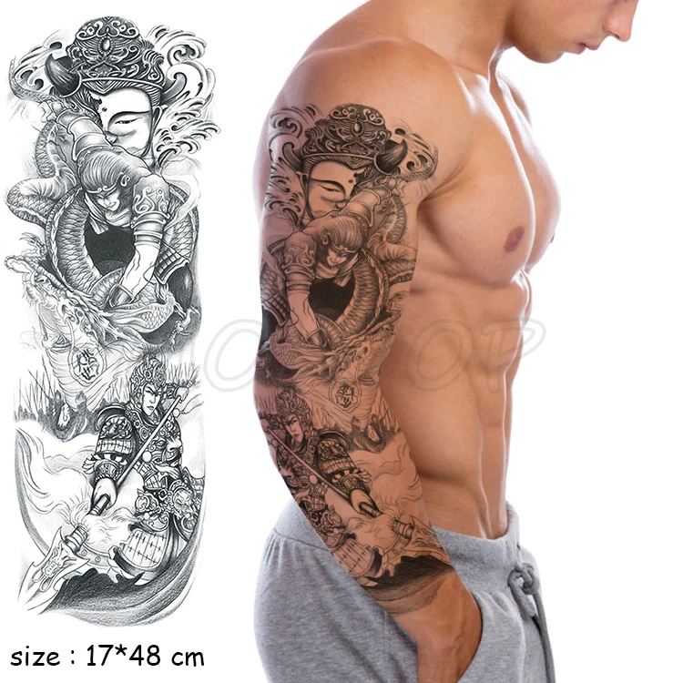 

Full Arm Waterproof Temporary Tattoo Sticker horrible prajna flower Fake Tatoo Stickers Flash Tatto Body Art for Man Woman