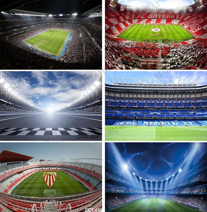 Soccer Field Night Light Photography Backdrop for Boy Son Birthday Party Decoration Sport Stadium Photo Background Photo Booth