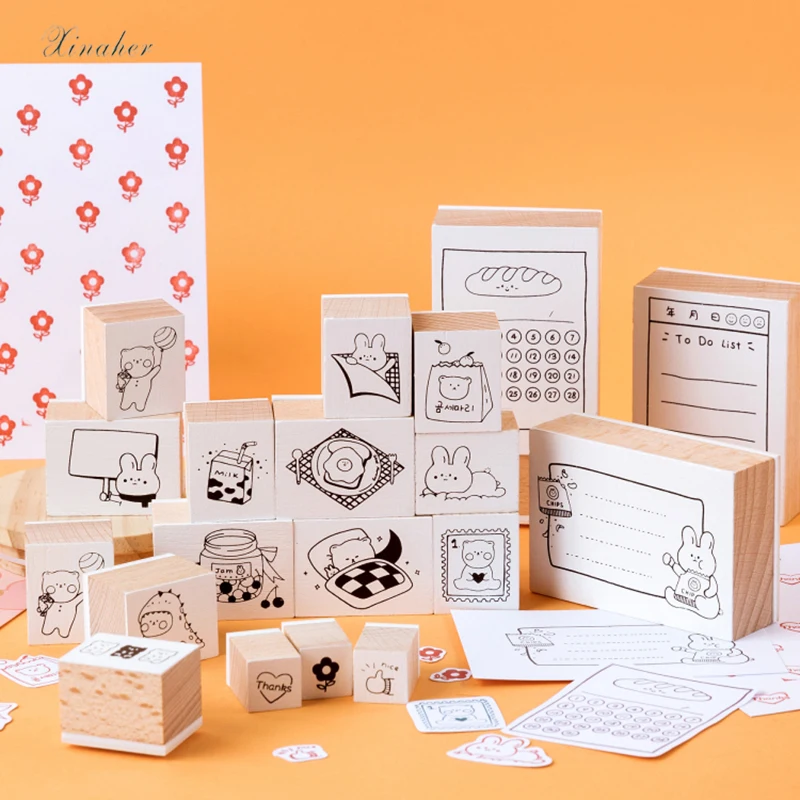 XINAHER планировщик времени с милыми животными сделай сам деревянные и резиновые