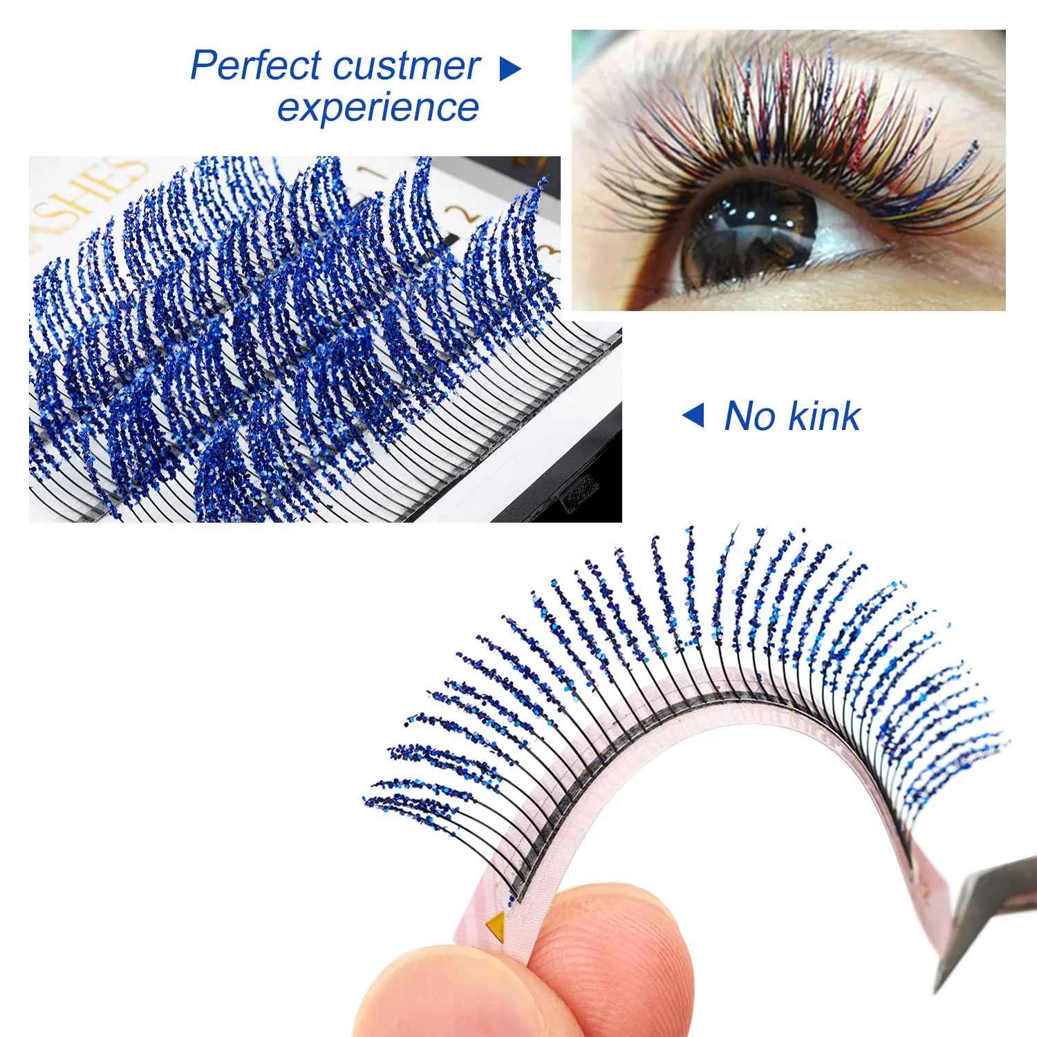 

Colorful Glitter Eyelash Extension 4 Rows C Curl 0.15mm Professional Individual Makeup Lashes Supplies Shiny False Eyelash