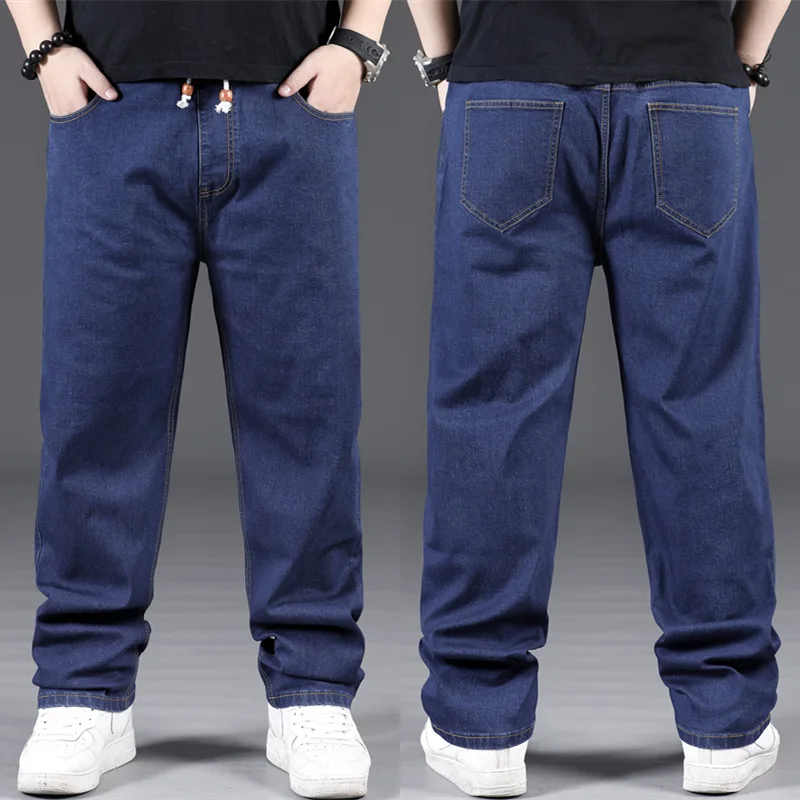 Mens Hip Hop Stretch Oversize Jeans Men's Loose Fit Jeans Trousers 5XL 6XL 7XL Big Men Baggy Jeans Homme
