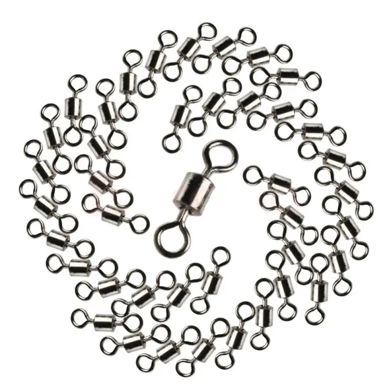 

100Pcs Swivel Connector Hook Ball Bearing Swivel Solid Rings Fishing Connector Fishing Hooks Accessories Fishing Supplies