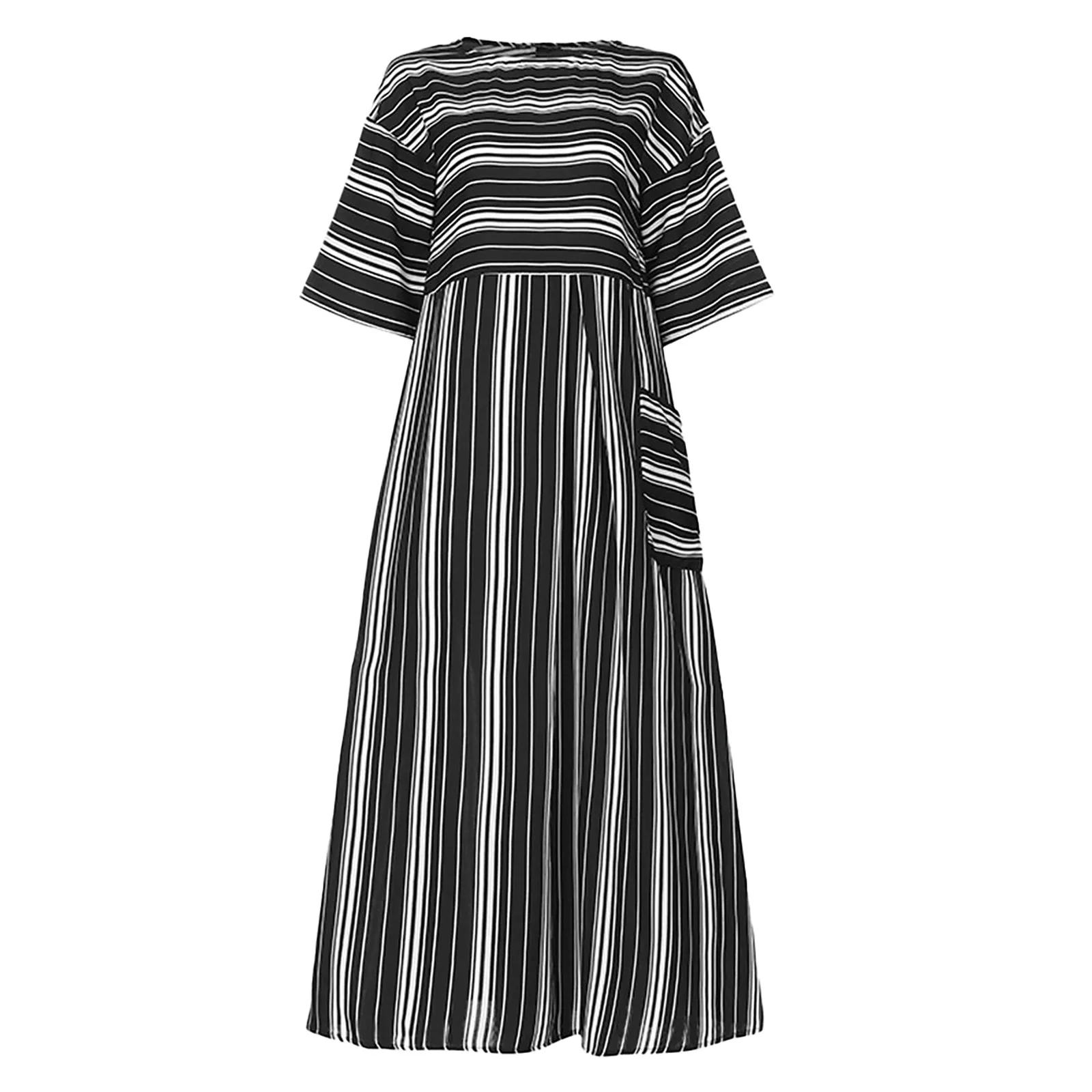 

Women 2021 Ladies Dress Retro Vestidos Female Striped Print Sundress Dresses Ovesrize 3xl Casual Half Sleeve Robe Vestidos Mujer