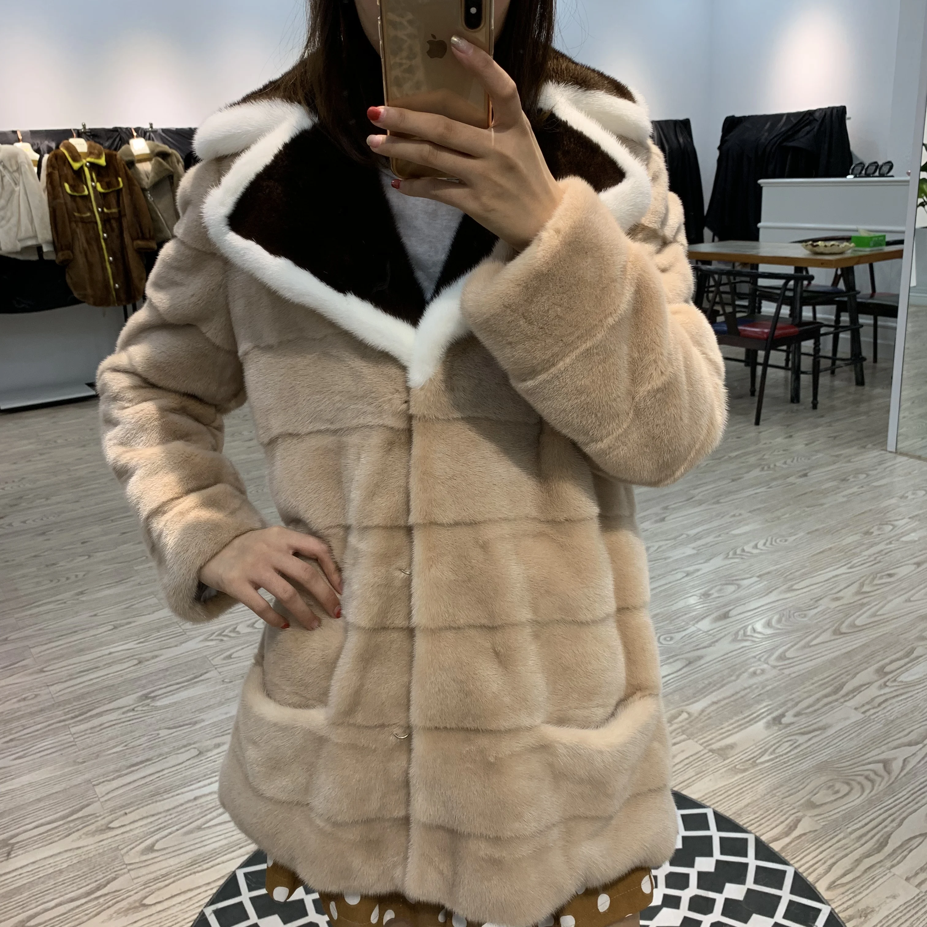 SQXR FUR real mink fur fashion jacket women Fur coat natural hot popular | Женская одежда