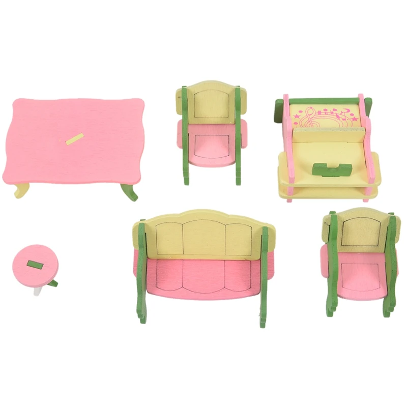

49Pcs 11 Sets Baby Wooden Furniture Dolls House Miniature Child Play Toys Gifts