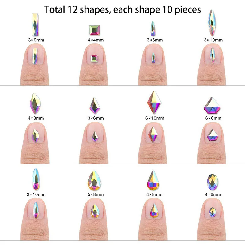 

Nail Art Crystal Glitter Rhinestone 3D Nail Decoration Accessories Boxed DIY Nail Art Diamond Round Resin Color Nail Drill Set