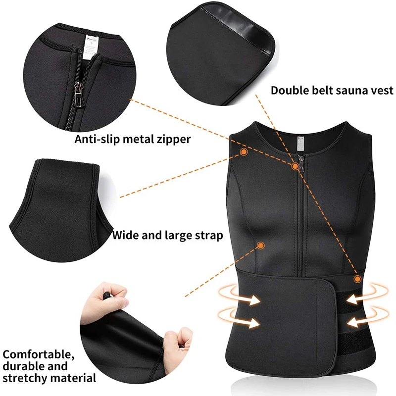 Mens Sauna Waist Trainer Corset Vest Sweat Suit 2 Tummy Control Belly Trimmer Slimming Belts Neoprene Workout Body Shaper