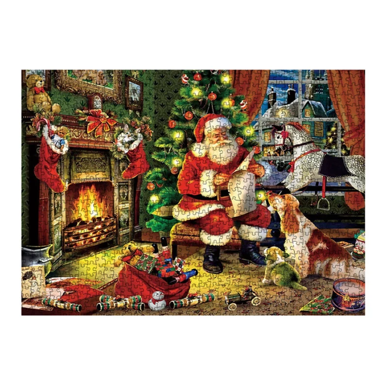 

City Street view Christmas 1000 Pieces Decompression Jigsaw Puzzles Santa Claus tree puzzle Assembling for Adults Kids Xmas gift