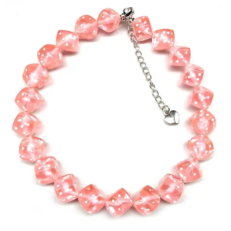 

Colorful Acrylic Dice Beads Stretch Choker Funny Game Lucky Dice Necklace Women R9JE
