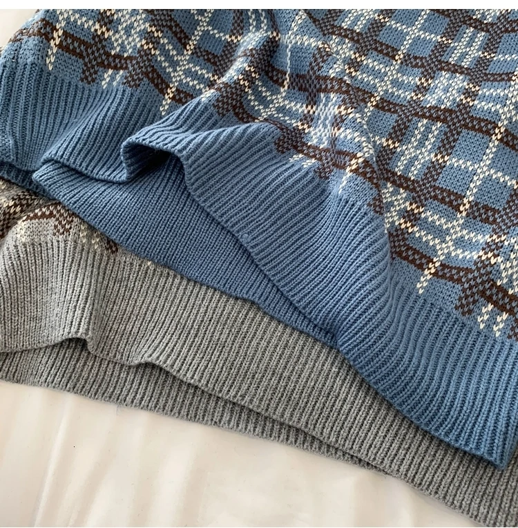 Winter Turtleneck Sweater Men's Warm Fashion Casual Retro Knit Pullover Men Streetwear Plaid Sweater Male Sweter Clothes