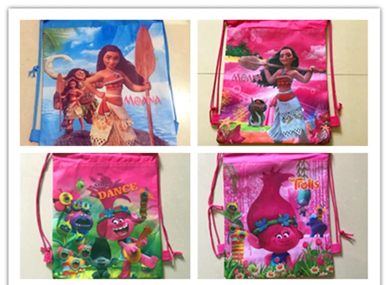 Коко Моана тролли игрушка Vampirina Божья коровка Марио печатных мальчиков и девочек нетканый пакет карман спортивная сумка на шнурке рюкзак