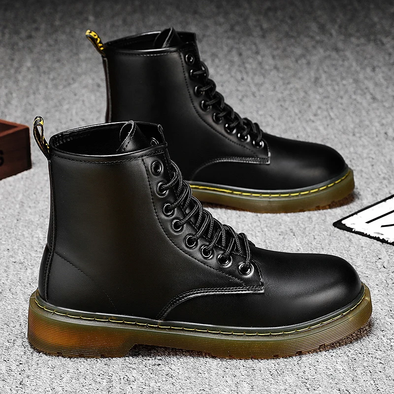 

Mężczyźni buty skórzane wodoodporne zasznurować buty wojskowe mężczyźni 2020 nowa jesienna zima kostki lekkie buty dla mężczyzn