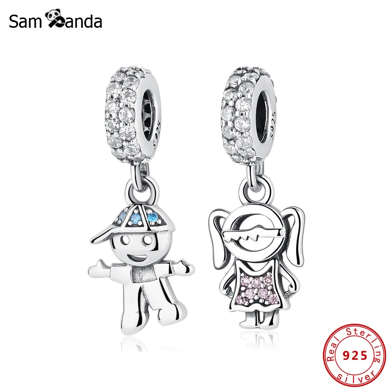 Панда сам из стерлингового серебра 925 пробы Шарм бусина подвеска для мальчика и